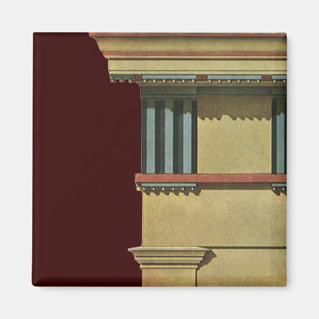 Vintage Classic Architecture, Temple Entablature Magnet (Front)