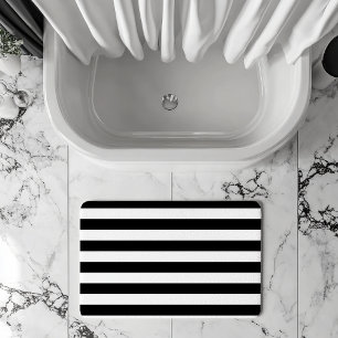 Vintage Classic black & white stripes Bath Mat