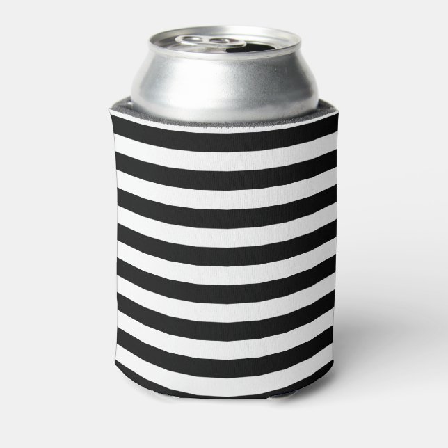 Vintage Classic black & white stripes Can Cooler (Can Back)