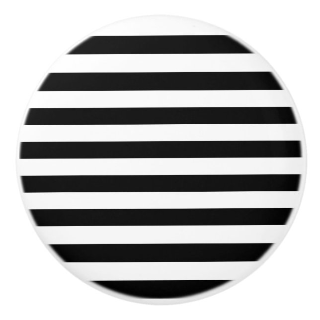 Vintage Classic black & white stripes Ceramic Knob (Front)