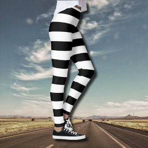 Vintage Classic black & white stripes Leggings