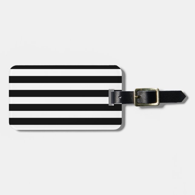 Vintage Classic black & white stripes Luggage Tag (Front Horizontal)