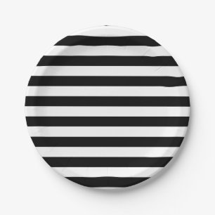 Vintage Classic black & white stripes Paper Plate