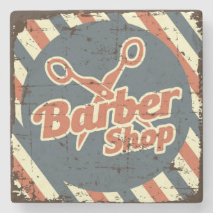 Vintage Classic Blue Barber Shop Stone Coaster