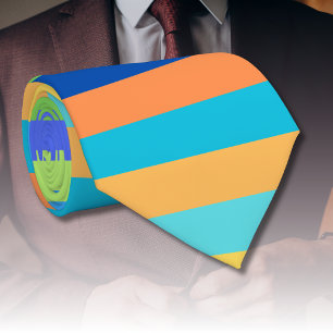 Vintage Classic Blue & Orange Rainbow Stripes Beve Tie