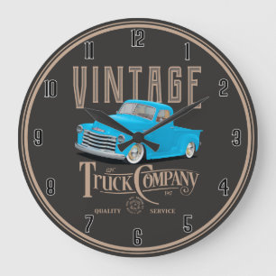 Vintage classic Blue Truck Large Clock