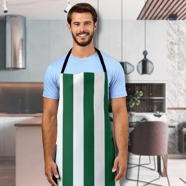 Vintage Classic Bottle Green & White Stripes Apron (Creator Uploaded)