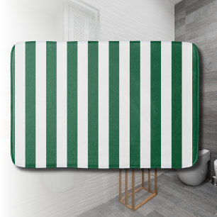 Vintage Classic Bottle Green & White Stripes Bath Mat