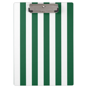 Vintage Classic Bottle Green & White Stripes Clipboard