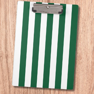 Vintage Classic Bottle Green & White Stripes Clipboard
