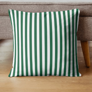 Vintage Classic Bottle Green & White Stripes Cushion