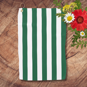 Vintage Classic Bottle Green & White Stripes Golf Towel