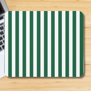 Vintage Classic Bottle Green & White Stripes Mouse Mat
