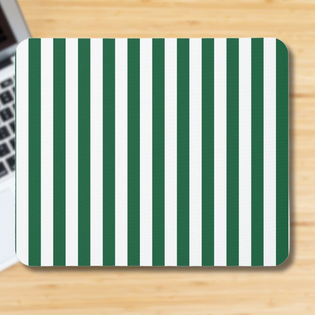 Vintage Classic Bottle Green & White Stripes Mouse Mat (Creator Uploaded)