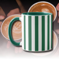 Vintage Classic Bottle Green & White Stripes