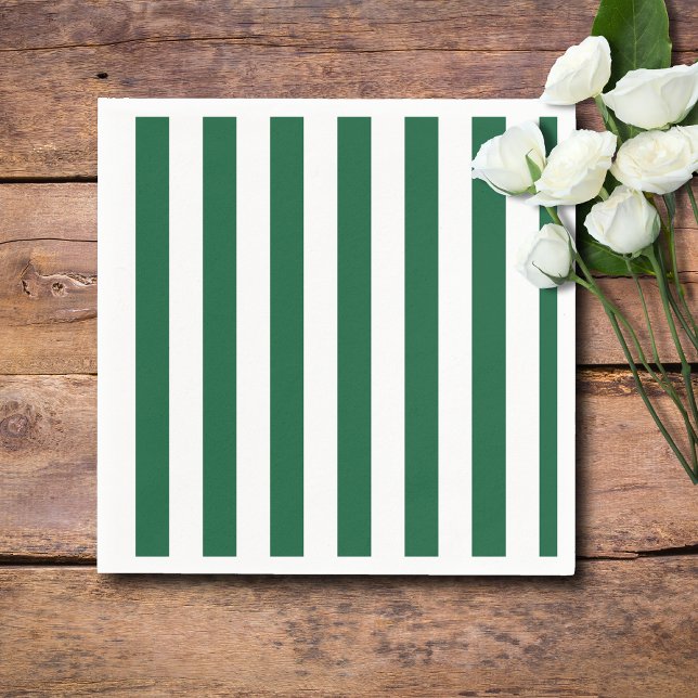 Vintage Classic Bottle Green & White Stripes Napkin (Creator Uploaded)