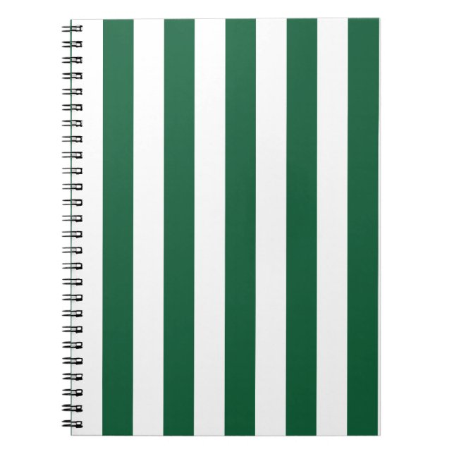 Vintage Classic Bottle Green & White Stripes Notebook (Front)