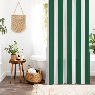 Vintage Classic Bottle Green & White Stripes Shower Curtain