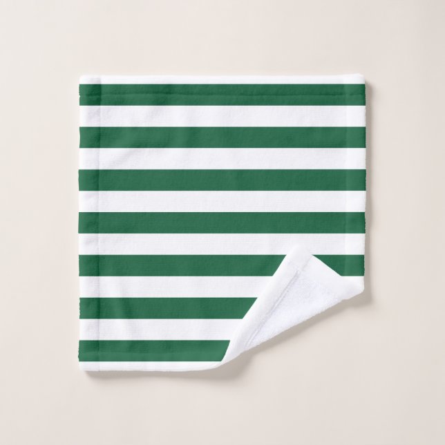 Vintage Classic Bottle Green & White Stripes Wash Cloth (Wash Cloth)