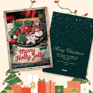 Vintage Classic Candy Cane Christmas Greetings Holiday Card