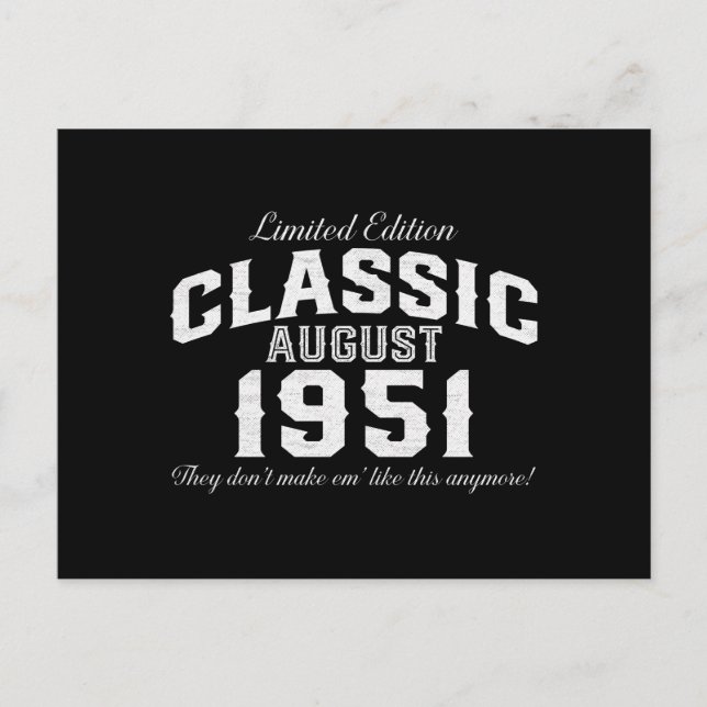 Vintage Classic Car 1951 70th Birthday Holiday Postcard (Front)