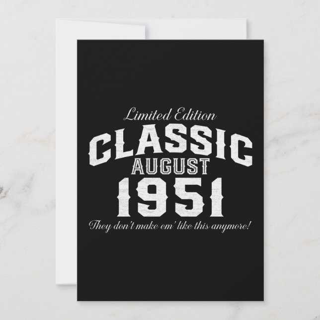 Vintage Classic Car 1951 70th Birthday Invitation (Front)