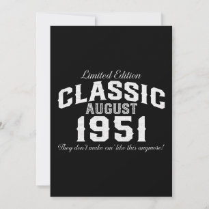 Vintage Classic Car 1951 70th Birthday Invitation