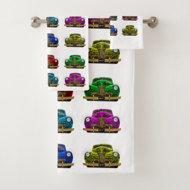 Vintage classic car bath towel set (Insitu)