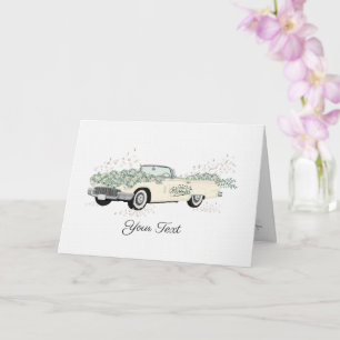 Vintage Classic Car Coastal Preppy Foil Greeting C Card