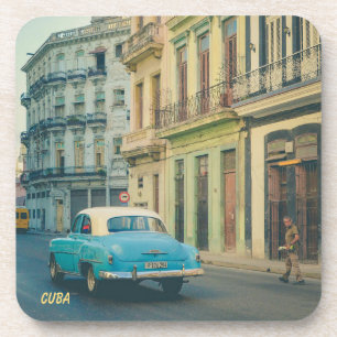 Vintage Classic Car Havana Cuba Street Photography Coaster