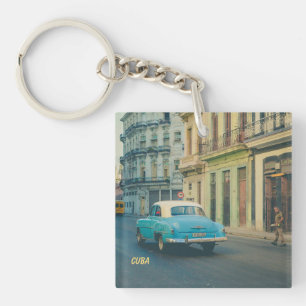 Vintage Classic Car Havana Cuba Street Photography Key Ring