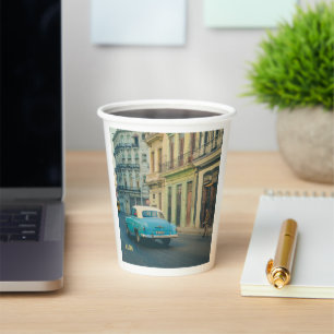Vintage Classic Car Havana Cuba Street Photography Paper Cups