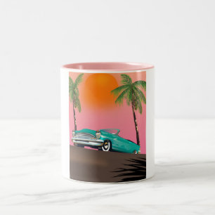 Vintage Classic Car In Paradise Two-Tone Coffee Mug