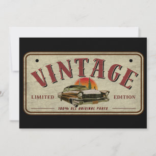 Vintage Classic Car Limited Edition Original Parts Invitation