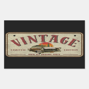 Vintage Classic Car Limited Edition Original Parts Rectangular Sticker