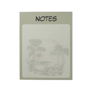 Vintage Classic Car Palm Trees Notepad