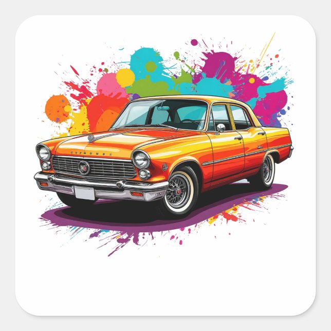 Vintage Classic Car Square Sticker (Front)