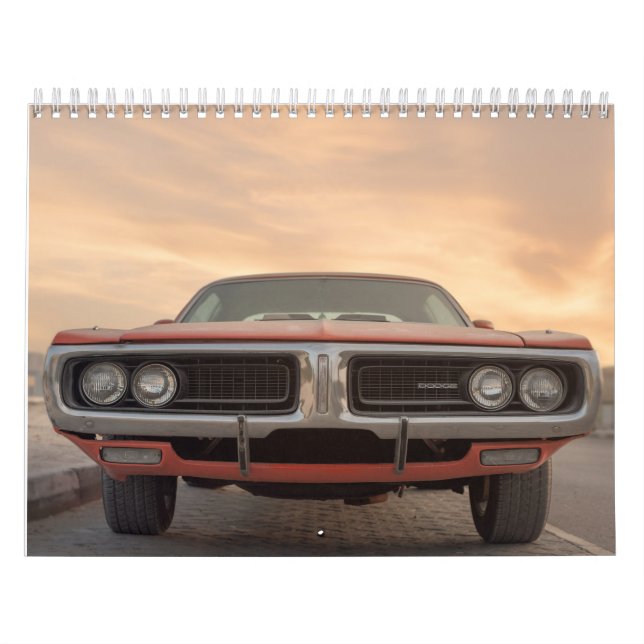 Vintage Classic Car Sunset View Calendar (Cover)