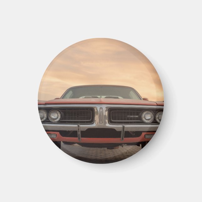 Vintage Classic Car Sunset View Magnet (Front)