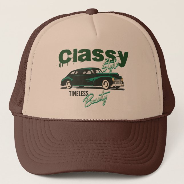 Vintage Classic Car Trucker Hat – Classy Style, Ti (Front)