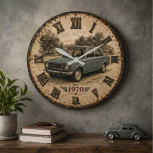 Vintage Classic CarRetro Sedan Automobile Large Clock