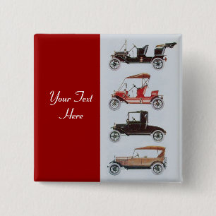 VINTAGE CLASSIC CARS Auto repair automotive ,red 15 Cm Square Badge