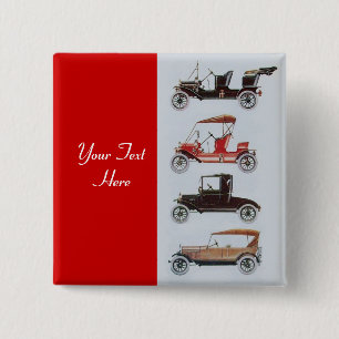 VINTAGE CLASSIC CARS Auto repair automotive ,red 15 Cm Square Badge