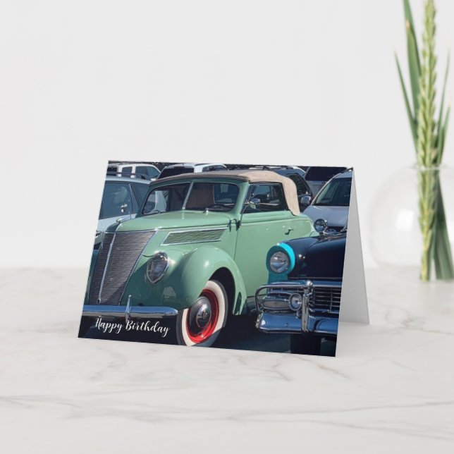 Vintage Classic Cars Birthday Card (Front)