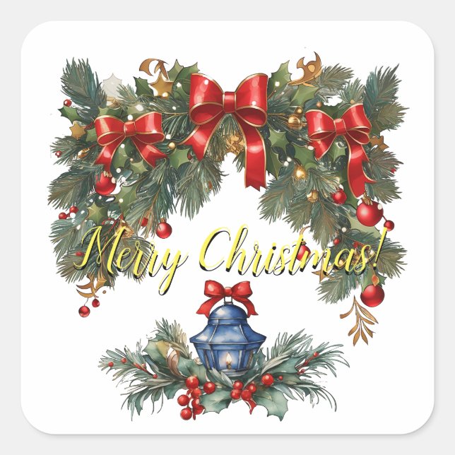 Vintage Classic Christmas I Square Sticker (Front)