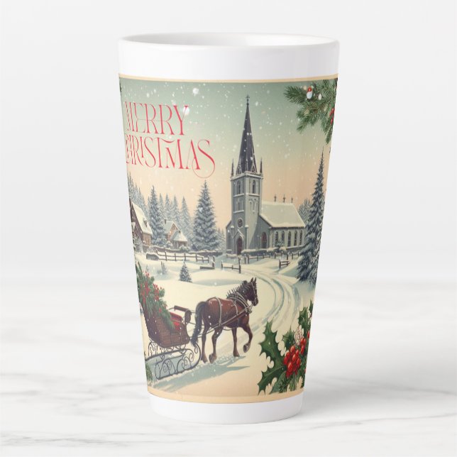 Vintage/Classic Christmas scene Latte Mug (Front)