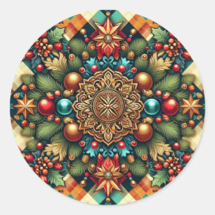 Vintage/Classic colourful Christmas Classic Round Sticker