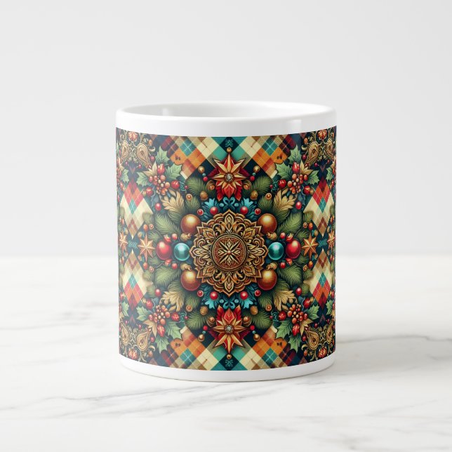 Vintage/Classic colourful Christmas Large Coffee Mug (Front)