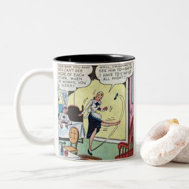 Vintage Classic Comic Two-Tone Coffee Mug (With Donut)