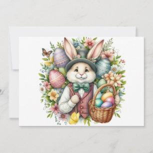Vintage/Classic Cute Easter Bunny Holiday Card